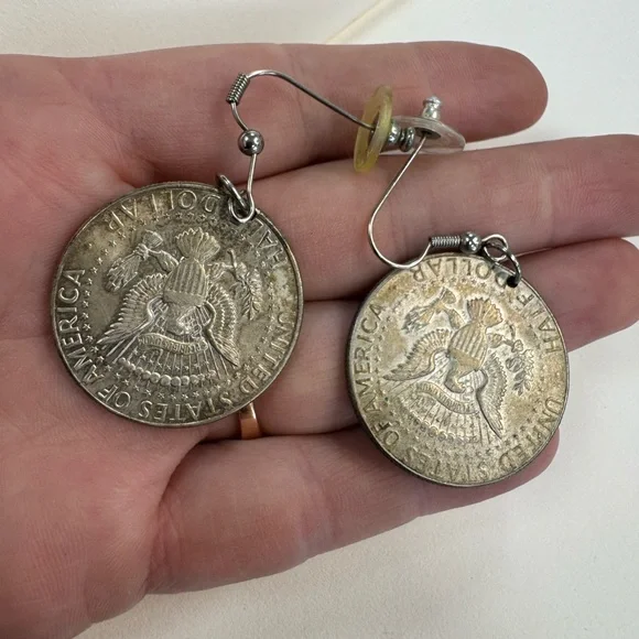 1/2 Dollar Silver Coin Dangle Earrings